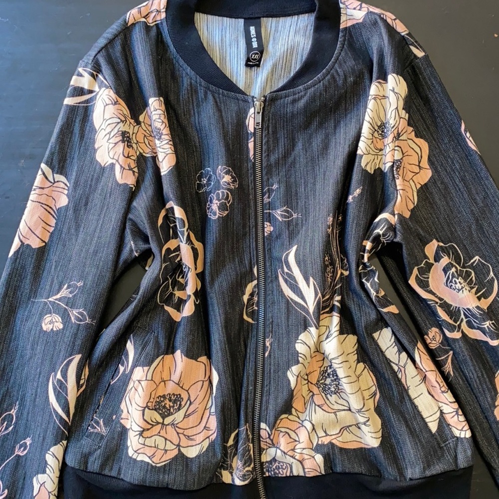 Agnes and Dora Wild Rose Floral Bomber Jacket